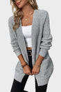 Women's longline ribbed knit cardigan with open front and long sleeves