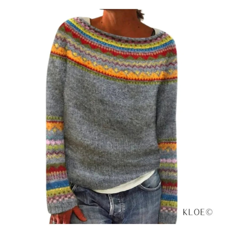 Women's Fair Isle jumper with crew neck and long sleeves