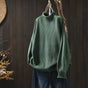Women's textured knit jumper with mock neckline and long sleeves