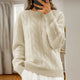 Women's cable knit crew neck sweater with long sleeves