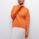 Women's plain ribbed turtleneck sweater with relaxed fit
