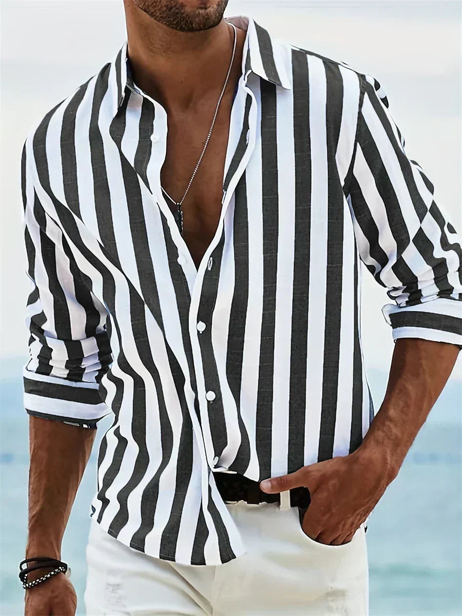 Women's Striped Shirt — Relaxed Lightweight Breathable Casual Summer Shirt