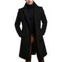 Men's slim-fit long coat with notched lapel collar, button front and side pockets