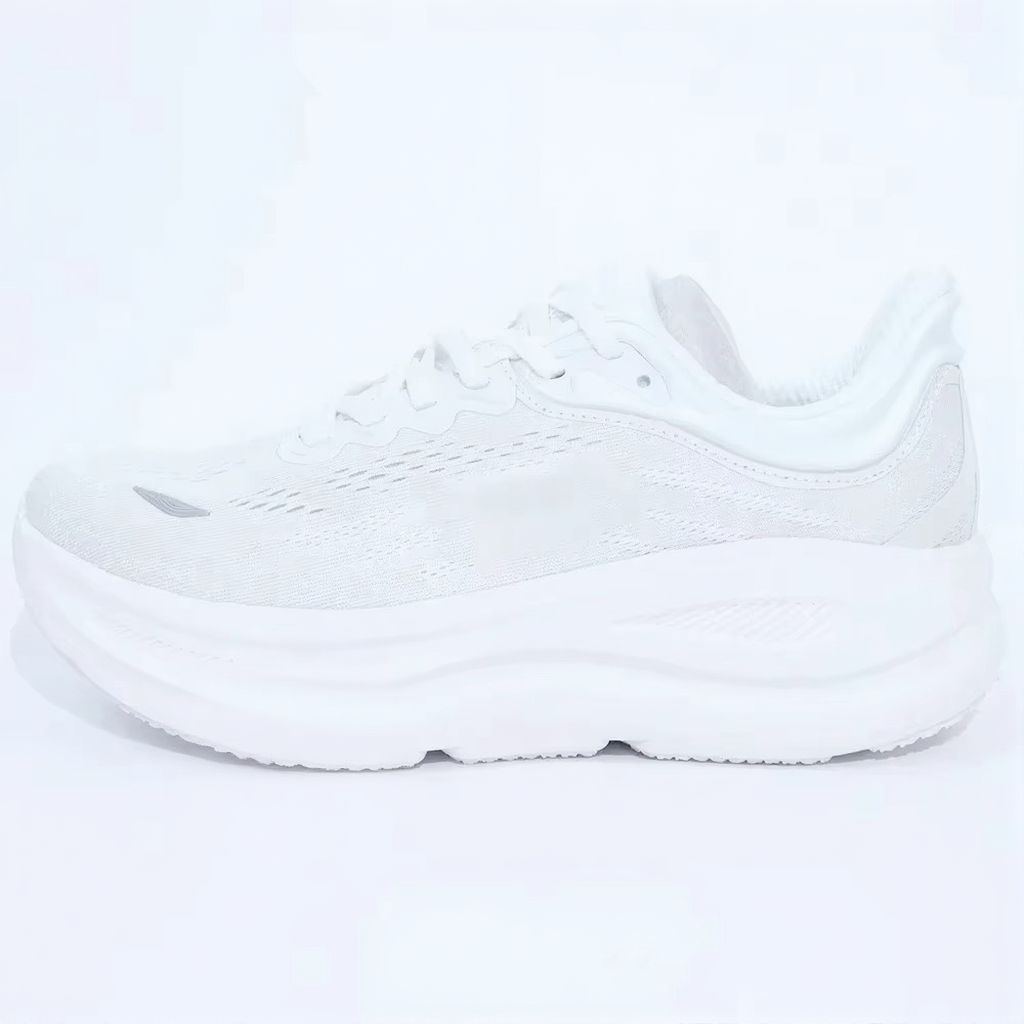 Low-top lace-up running sneaker with thick cushioned sole