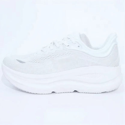 Low-top lace-up running sneaker with thick cushioned sole
