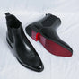 Men's Chelsea boots with elastic side panels, square toes and low heels