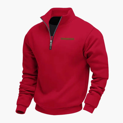 Men's quarter-zip sweatshirt with stand collar and long sleeves