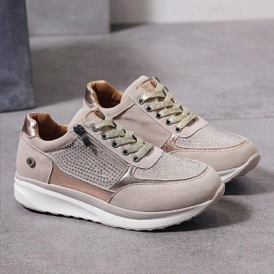 Women's casual lace-up sneakers with side zip and textured platform sole