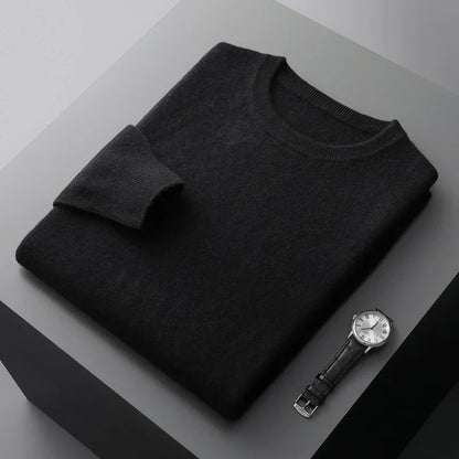 Folded crew neck sweater with long sleeves and ribbed trims