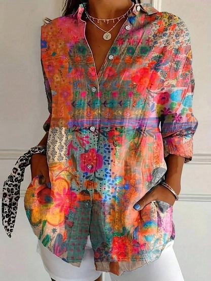 Roslyn Printed Button Down Blouse