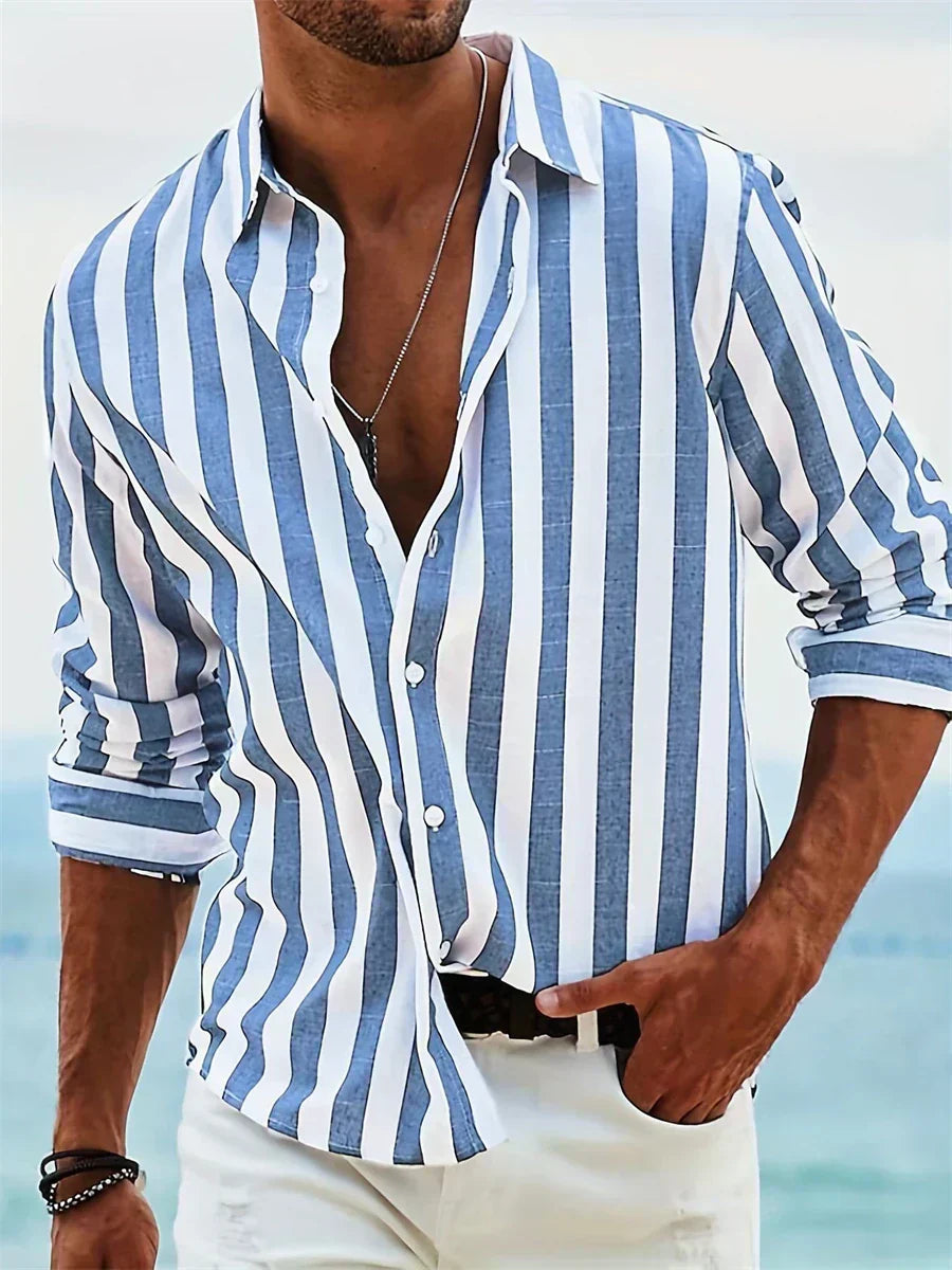 Women's Striped Shirt — Relaxed Lightweight Breathable Casual Summer Shirt