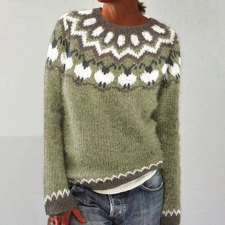 Women's Fair Isle jumper with crew neck and long sleeves