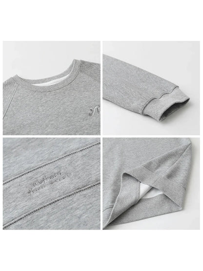 Women's crew neck sweatshirt with long sleeves and embroidered chest logo