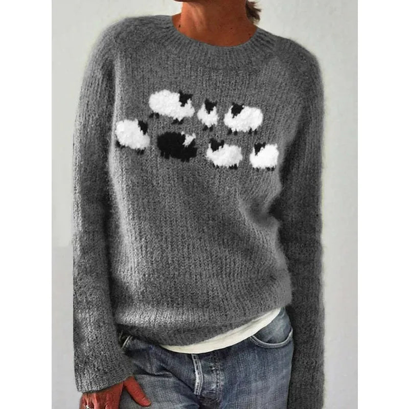 Women's Fair Isle jumper with crew neck and long sleeves