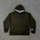 Loose hooded sweatshirt with plaid lining and kangaroo pocket