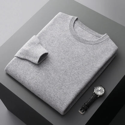 Folded crew neck sweater with long sleeves and ribbed trims