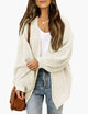 Women's oversized textured knit cardigan with long sleeves and open front