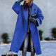 Women's long lapel coat with single button and front pockets