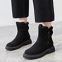 Women's ankle boots with fur-trimmed openings and chunky lug soles