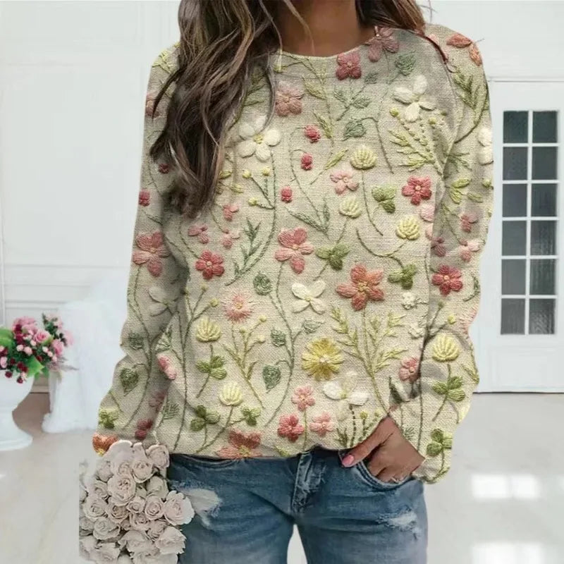 Women's Fair Isle jumper with crew neck and long sleeves