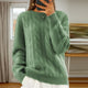 Women's cable knit crew neck sweater with long sleeves