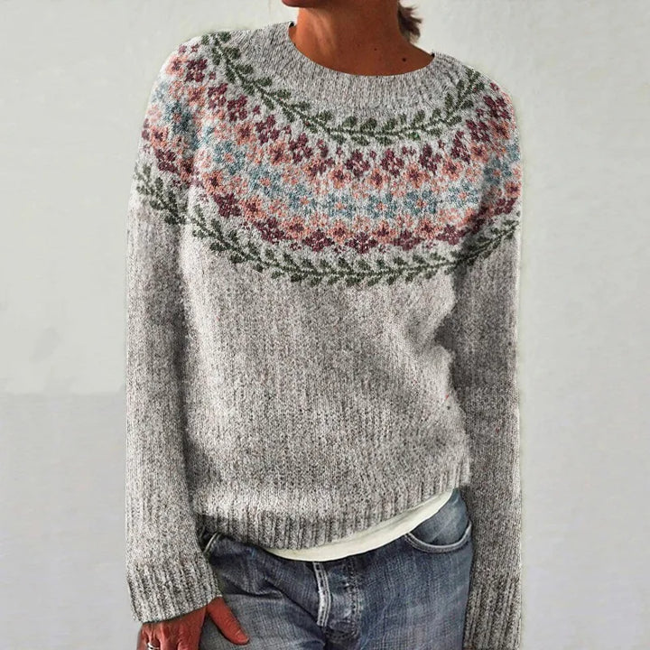 Women's Fair Isle jumper with crew neck and long sleeves