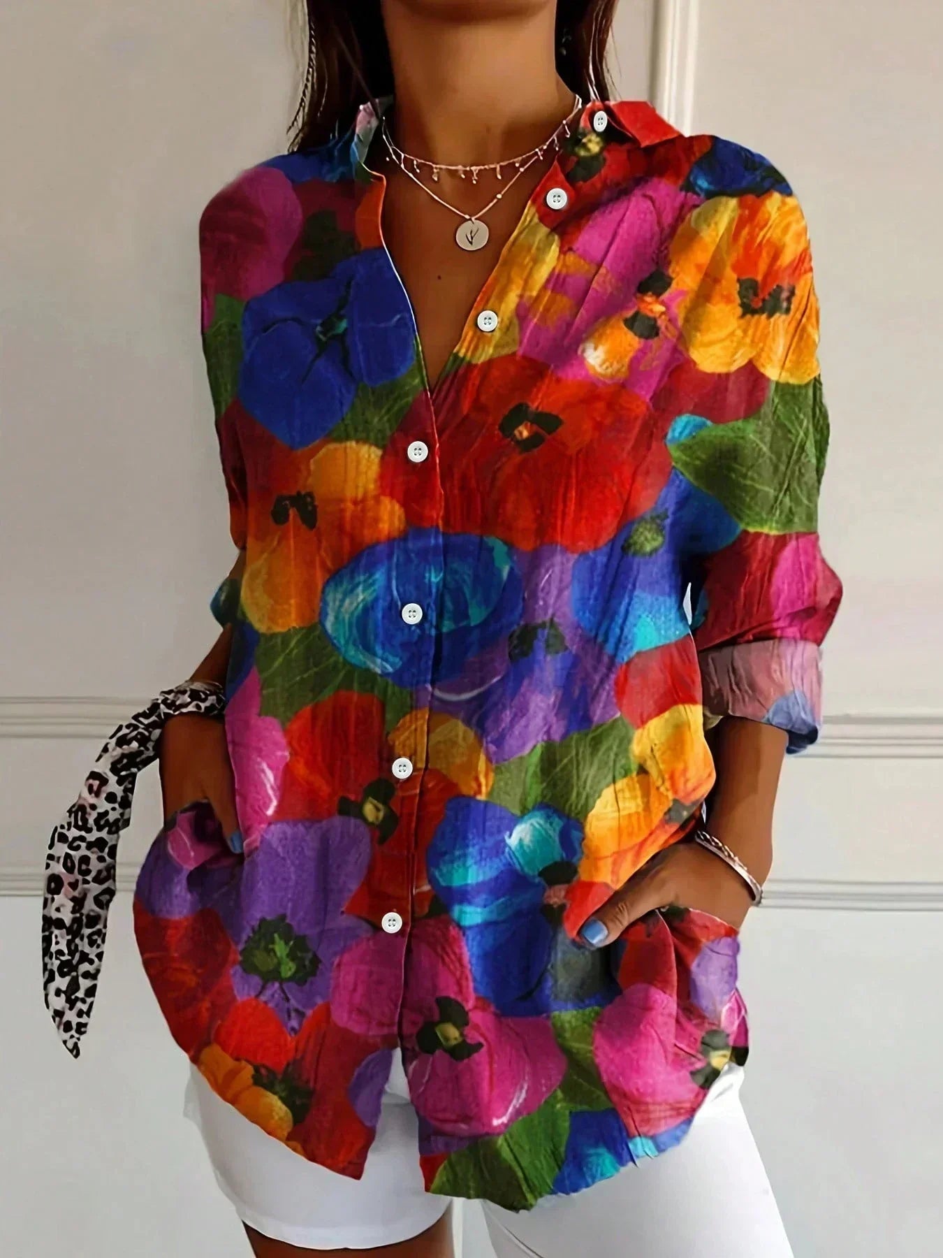 Roslyn Printed Button Down Blouse