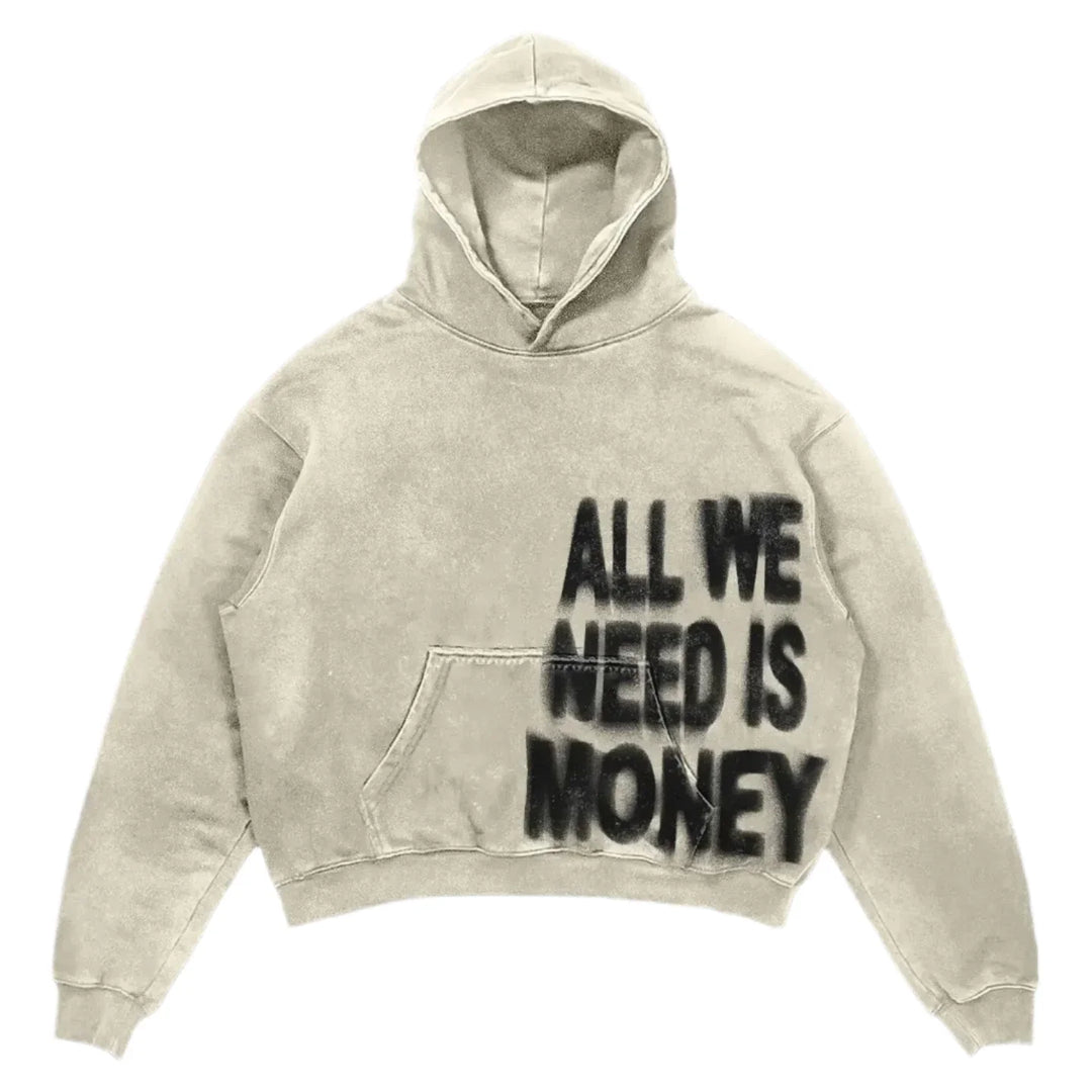 Cropped hooded graphic sweatshirt with long sleeves and front kangaroo pocket