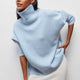 Women's plain ribbed turtleneck sweater with relaxed fit