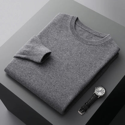 Folded crew neck sweater with long sleeves and ribbed trims