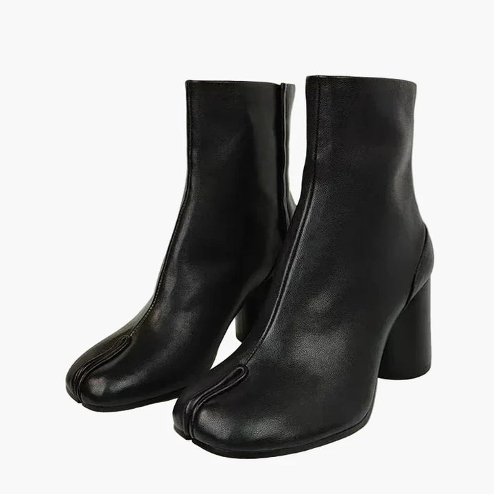 Women's tabi ankle boots with split toe and block heel