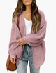 Women's oversized textured knit cardigan with long sleeves and open front