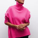 Women's plain ribbed turtleneck sweater with relaxed fit