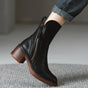 Women's ankle boots with side zipper and block heel