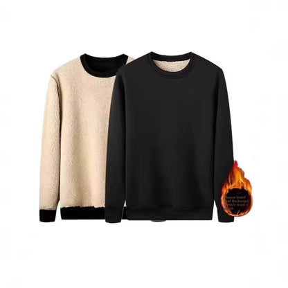 Men's plain crew neck sweatshirt with long sleeves and ribbed trims