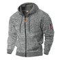 Men's textured hooded jacket with full zip front and long sleeves