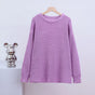 Women's ribbed knit sweater with crew neck and long sleeves