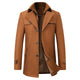 Men's textured stand collar coat with buttons, zip fastening and multiple pockets