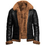 Men's hooded coat with plush lining, long sleeves and diagonal zip front