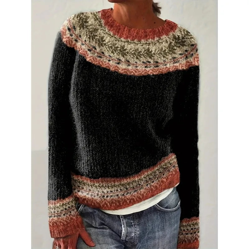 Women's Fair Isle jumper with crew neck and long sleeves