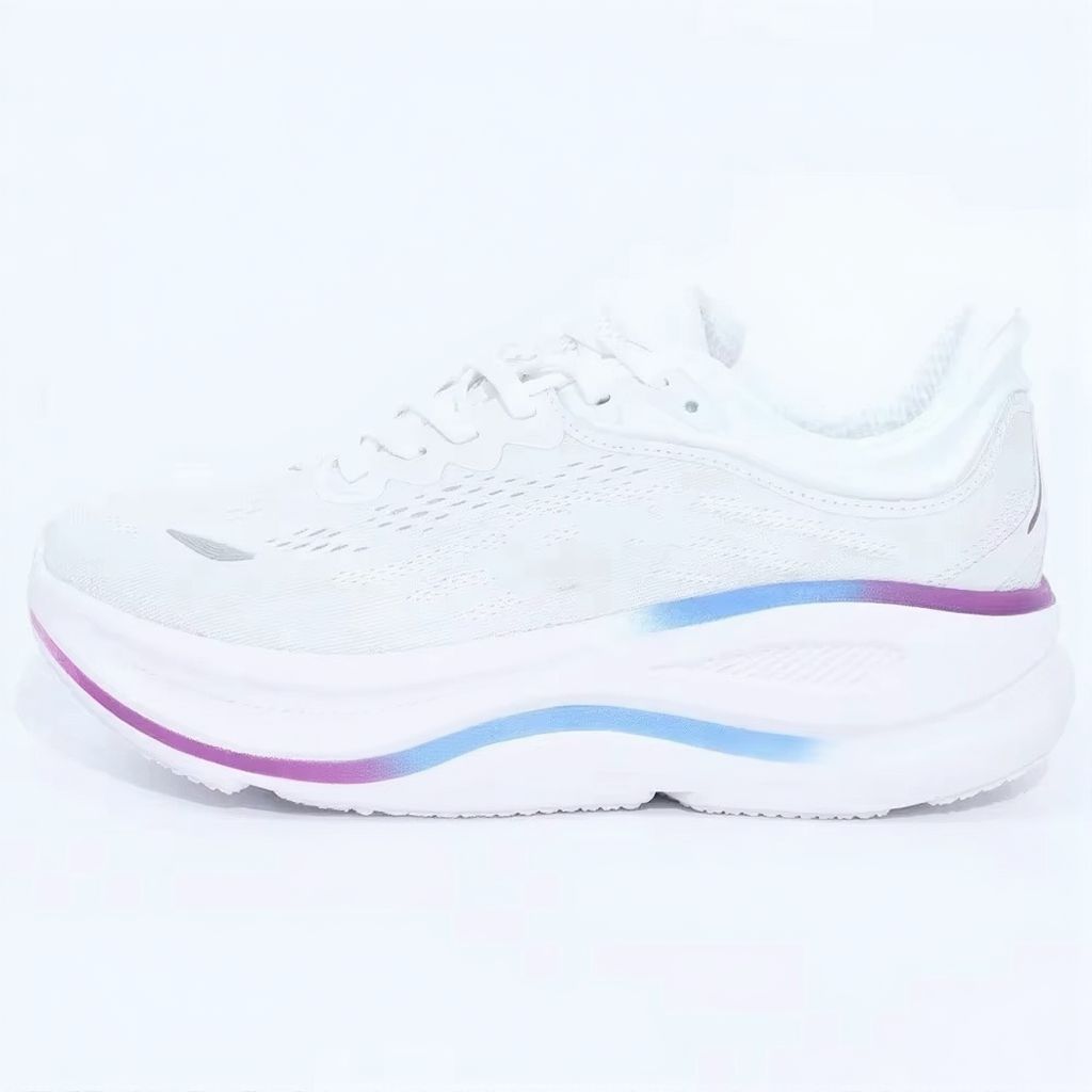 Low-top lace-up running sneaker with thick cushioned sole