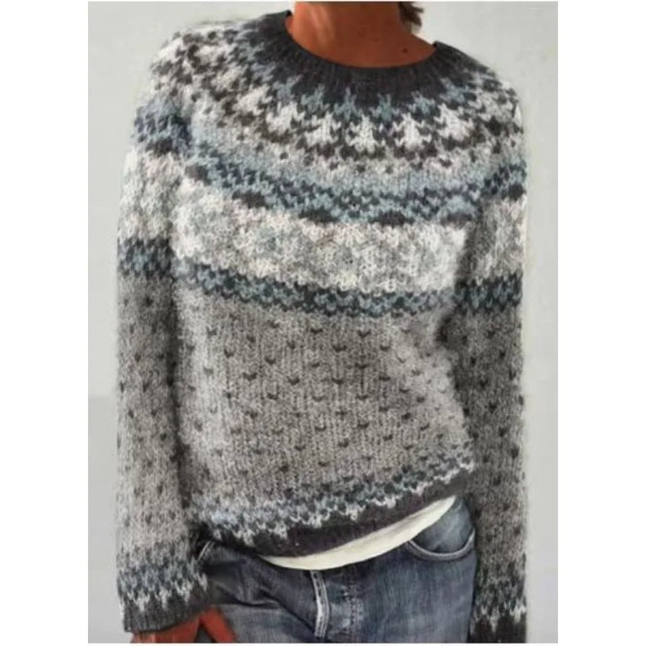 Women's Fair Isle jumper with crew neck and long sleeves