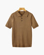Men's short-sleeve ribbed knitted polo shirt with pointed collar and button placket