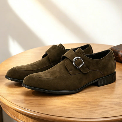 Men's monk strap loafers with buckle fastening and almond toes