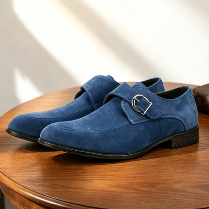 Men's monk strap loafers with buckle fastening and almond toes