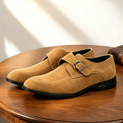 Men's monk strap loafers with buckle fastening and almond toes