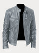 Men's stand collar jacket with long sleeves, zip pockets and front zip fastening