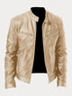 Men's stand collar jacket with long sleeves, zip pockets and front zip fastening