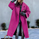 Women's long lapel coat with single button and front pockets