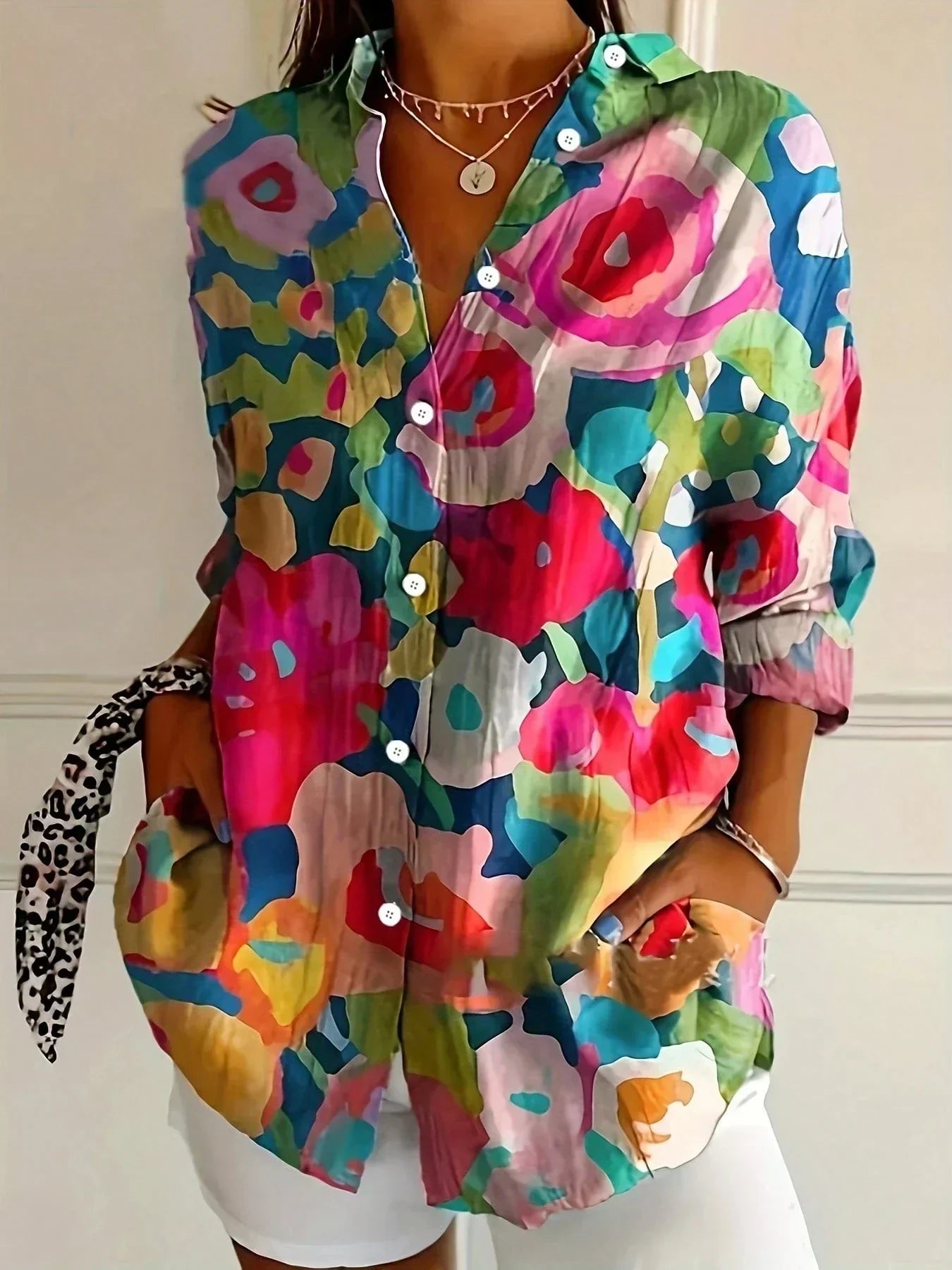 Roslyn Printed Button Down Blouse